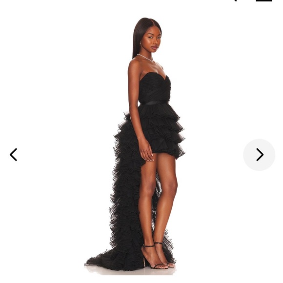 Lovers + Friends “Elsa” black tulle ruffle gown - Picture 4 of 6